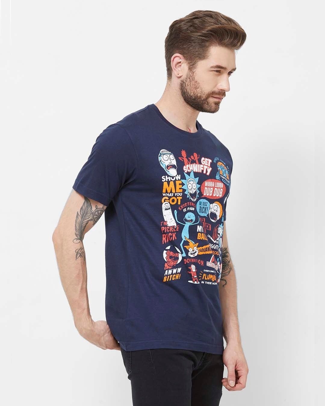 Shop Men's Blue Scranton Infography Printed T-Shirt-Back