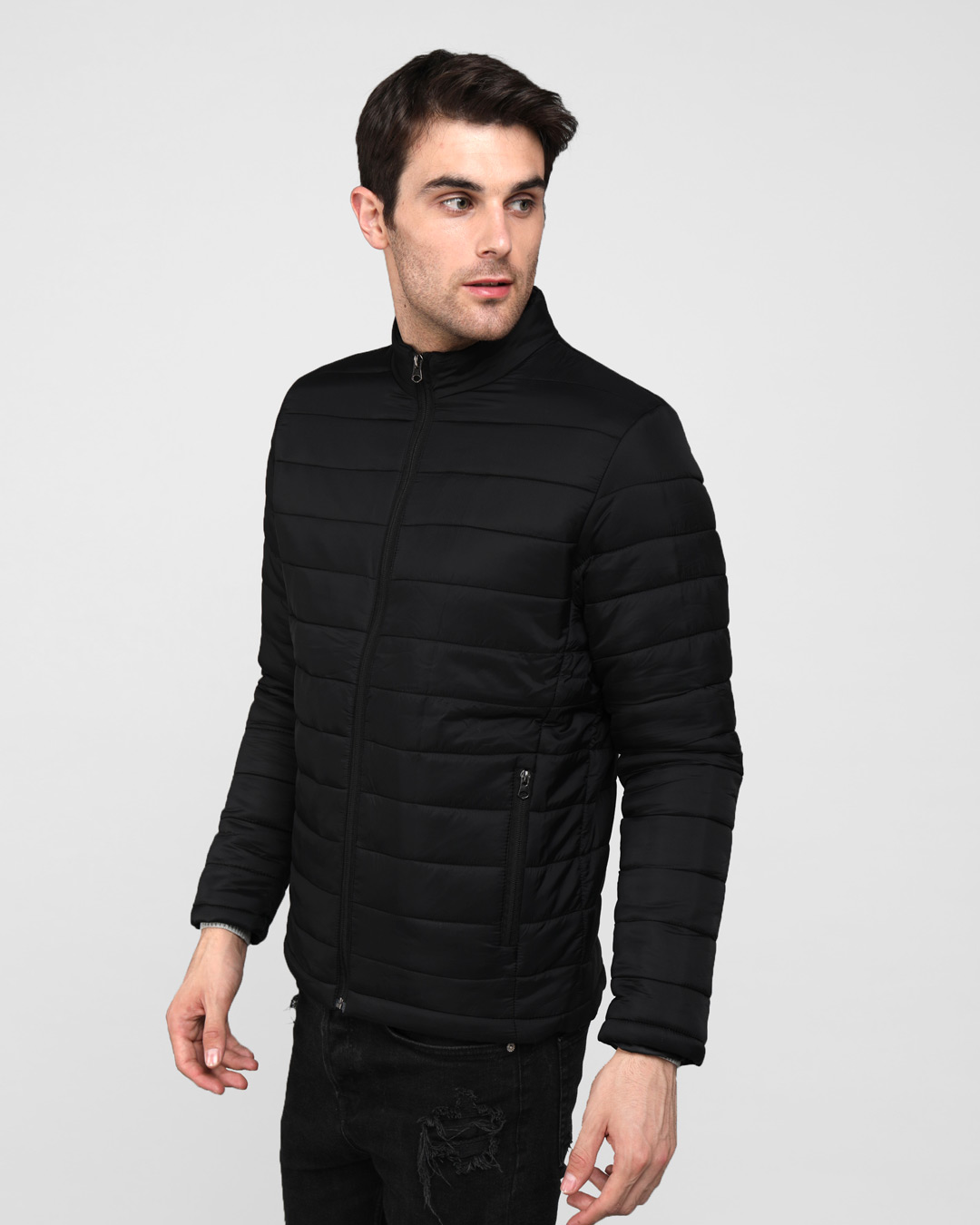 plain black puffer jacket