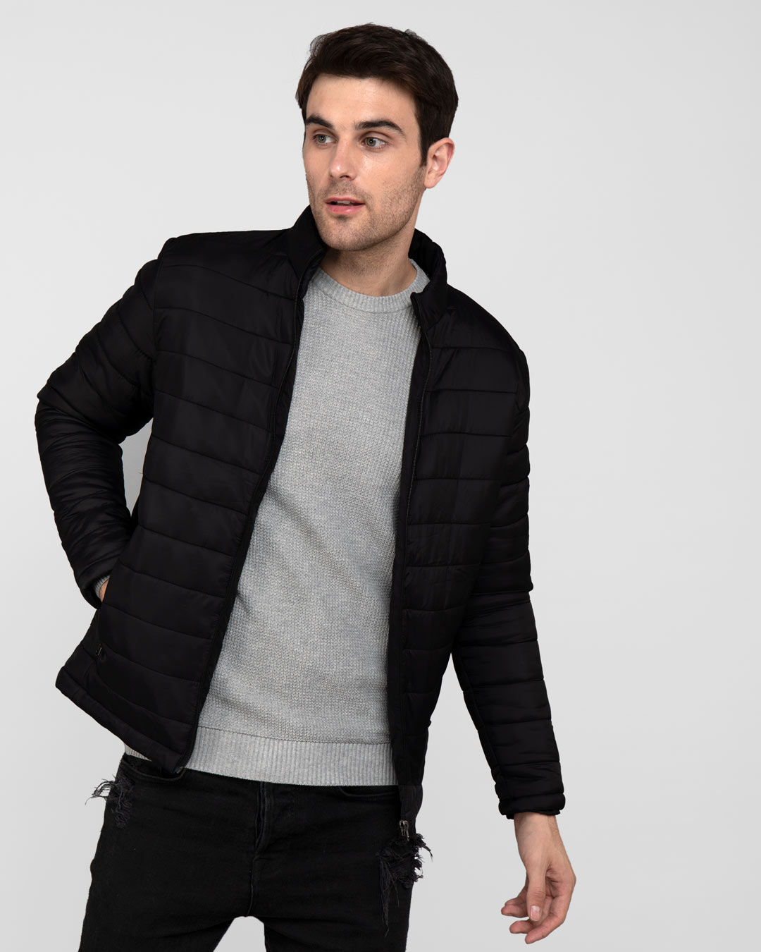 Buy Ink Black Plain Full Sleeve Jacket For Men Online India @ Bewakoof.com