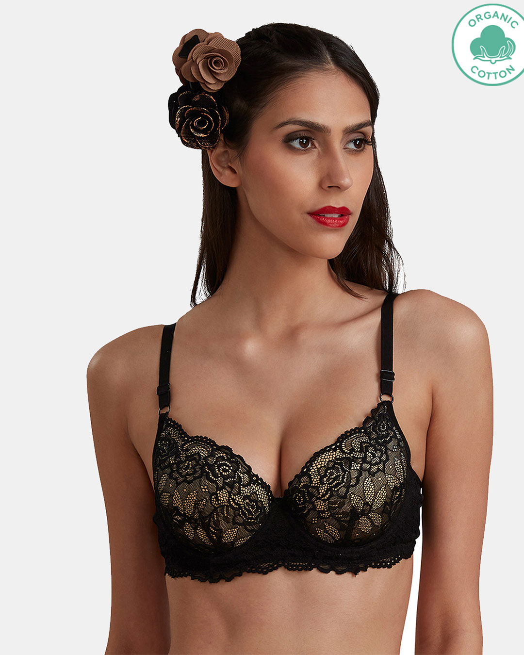 Buy Women's Organic Cotton Padded Underwired Lace Bra Online in India at  Bewakoof