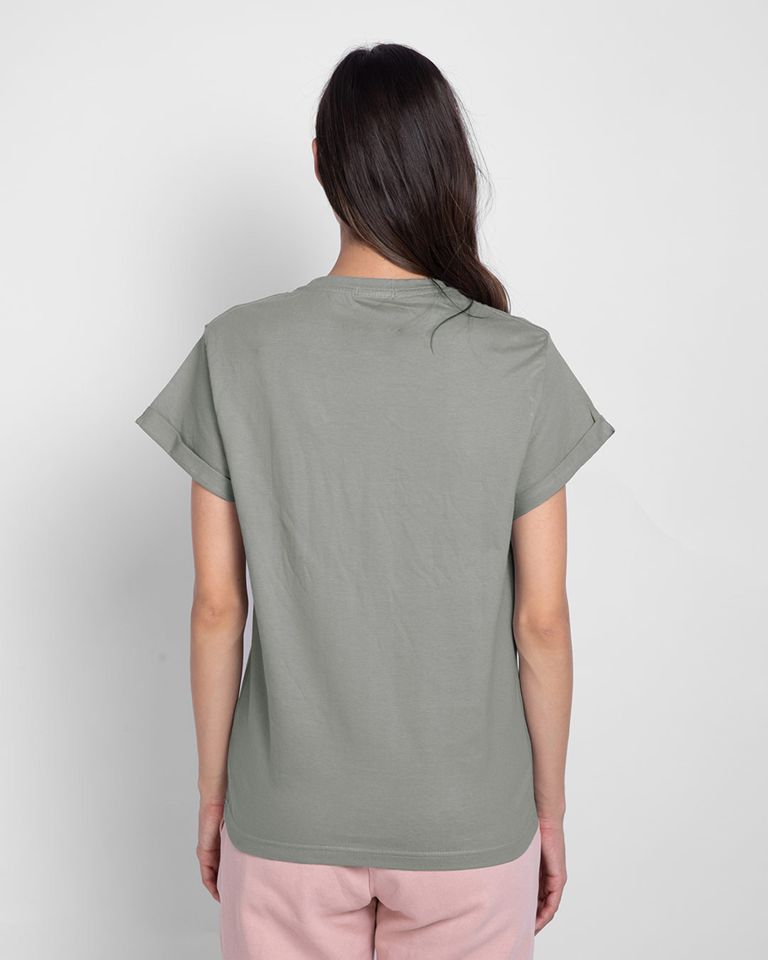 Shop Inspire Leaf Boyfriend T-Shirt Meteor Grey-Back