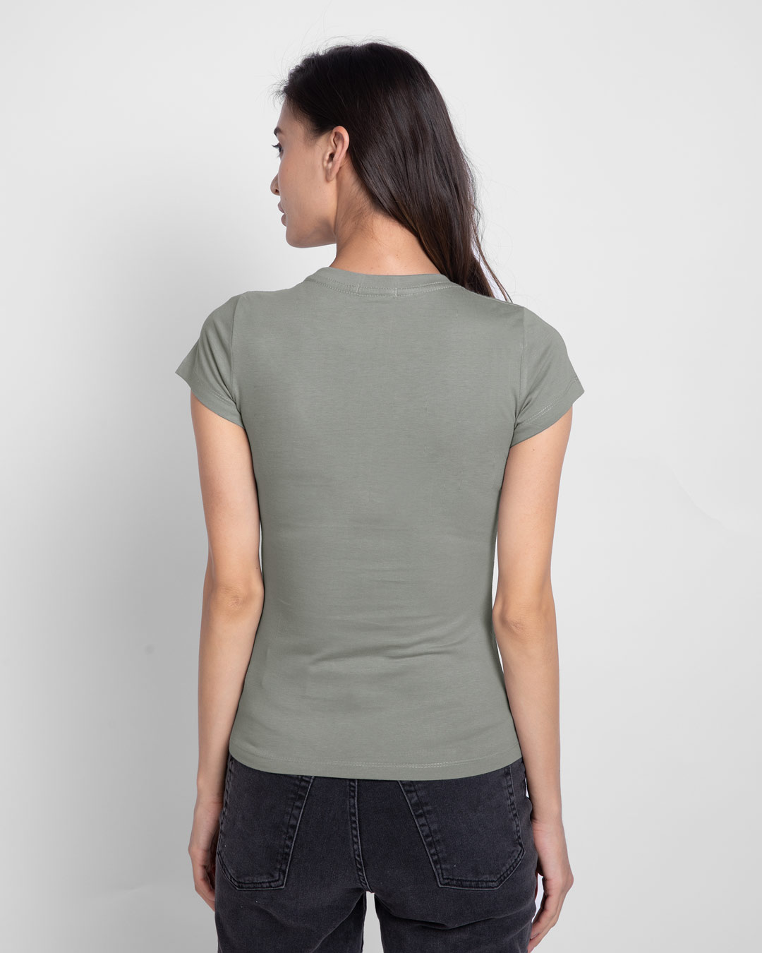 Shop Inspire Leaf Half Sleeve T-Shirt Meteor Grey-Back