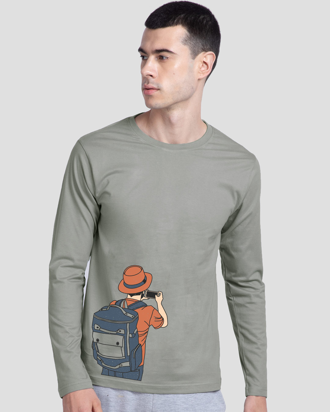 Shop Insta Story Full Sleeve T-Shirt Meteor Grey-Back