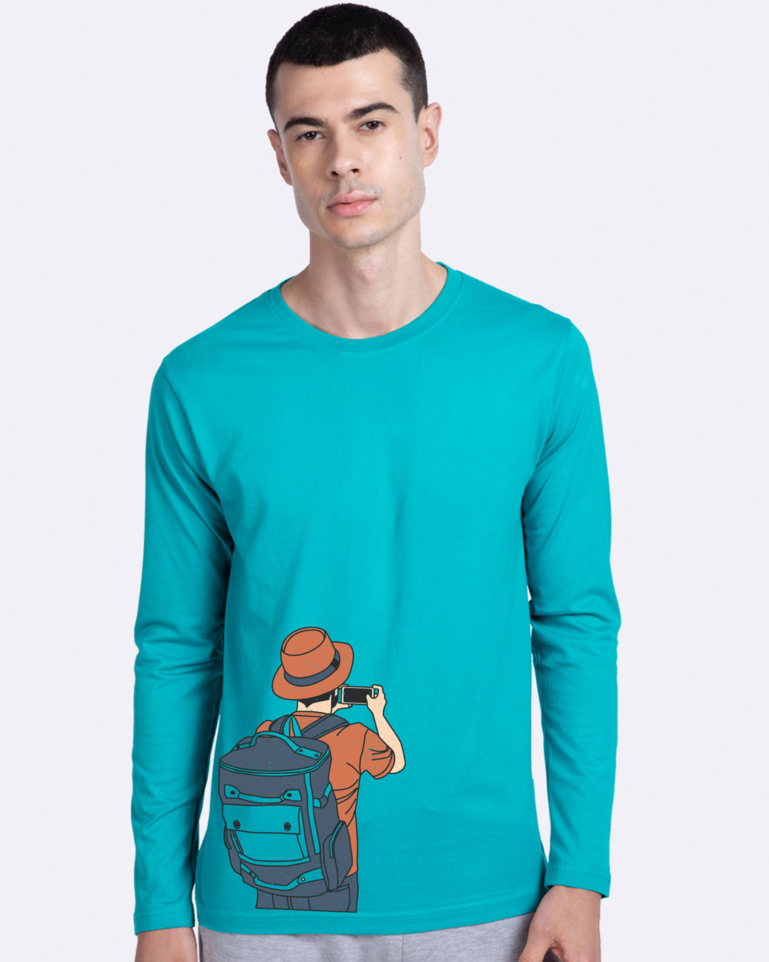 Shop Insta Story Full Sleeve T-Shirt Tropical Blue-Back