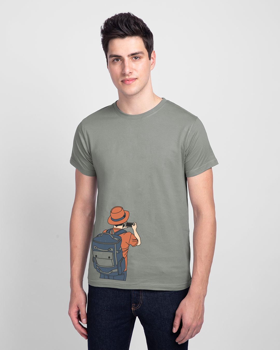 Shop Men's Grey Insta Story Graphic Printed T-shirt-Back