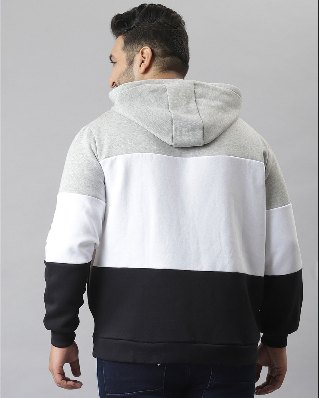 Shop Men Colorblock Stylish Full Sleeve Hooded Casual Sweatshirts-Back