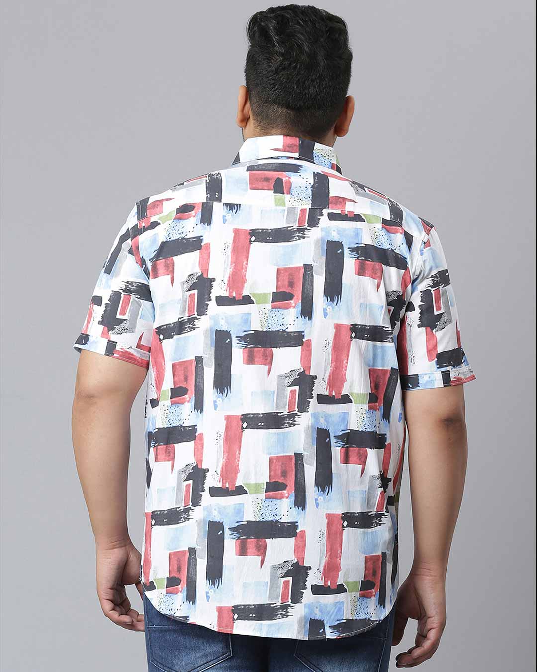 Shop Men Graphic Design Stylish Half Sleeve Casual Shirts-Back