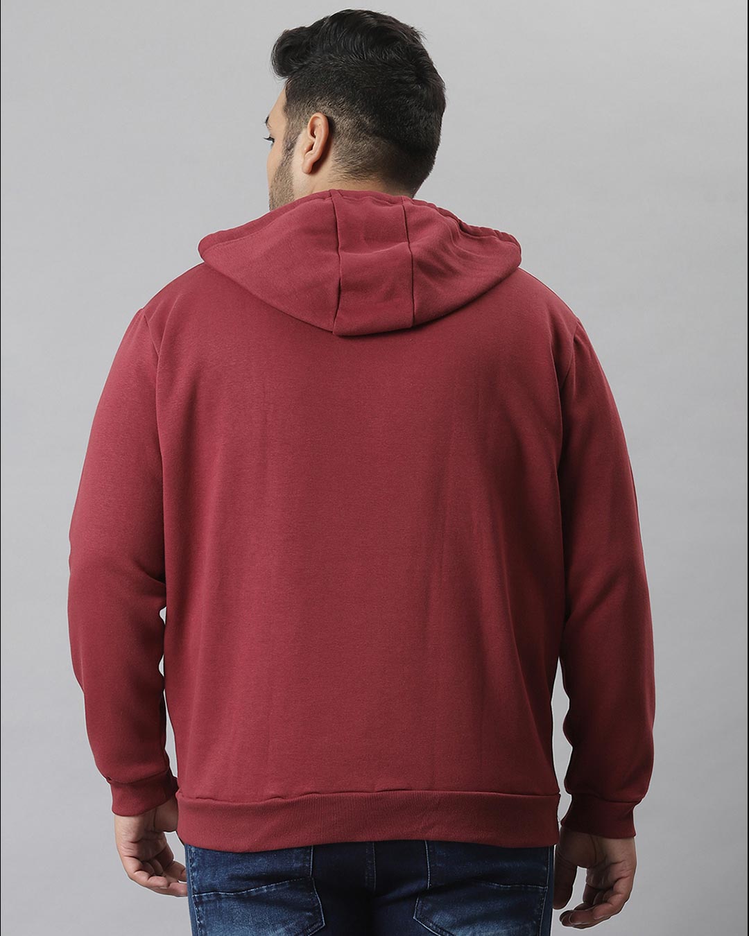 Shop Men's Maroon Printed Stylish Hooded Casual Sweatshirt-Back