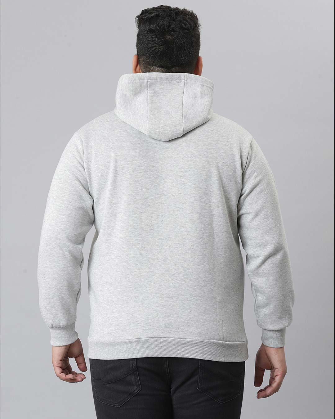 Shop Men's Grey Stylish Full Sleeve Hooded Casual Sweatshirt-Back