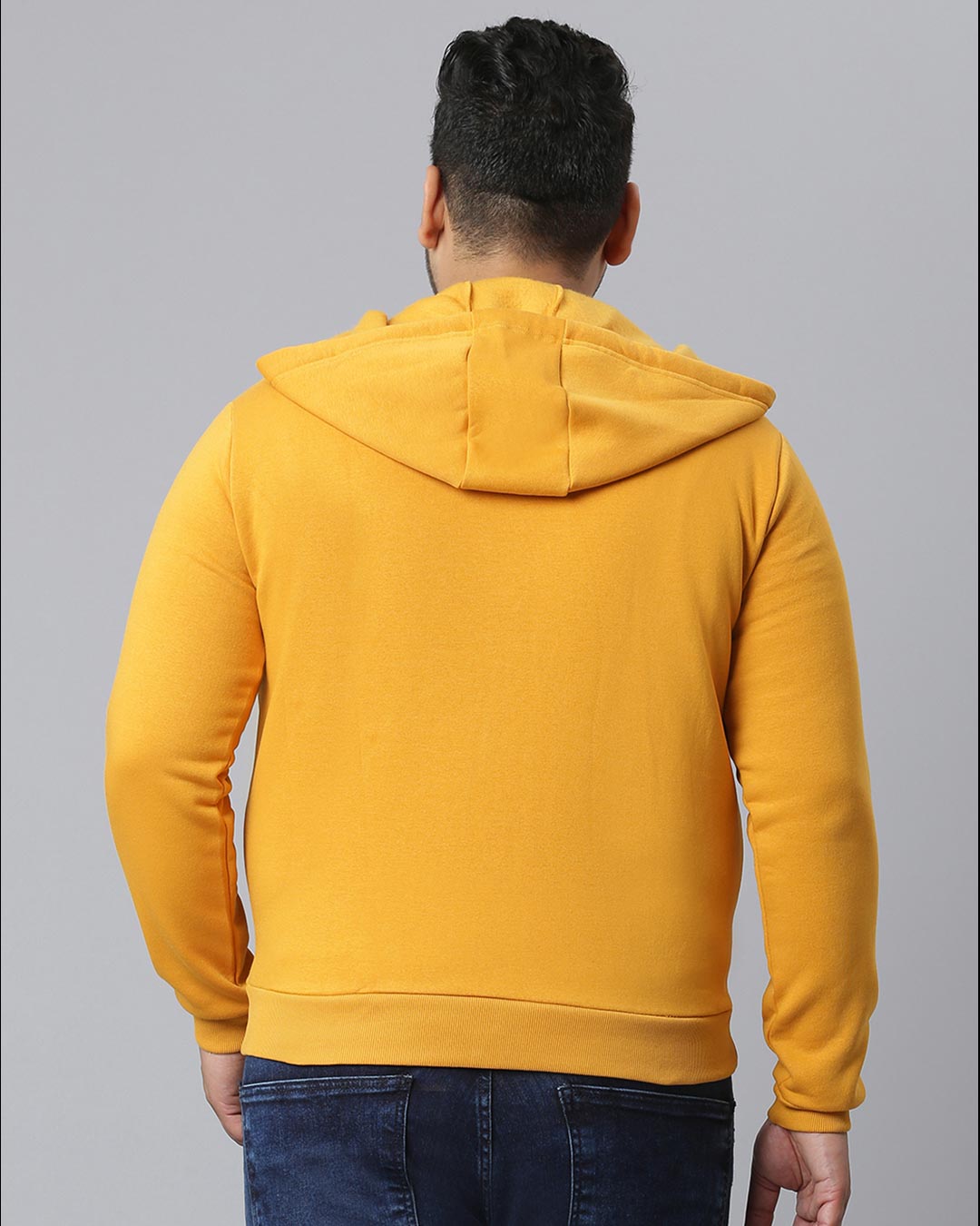 Shop Men's Yellow Stylish Full Sleeve Hooded Casual Sweatshirt-Back