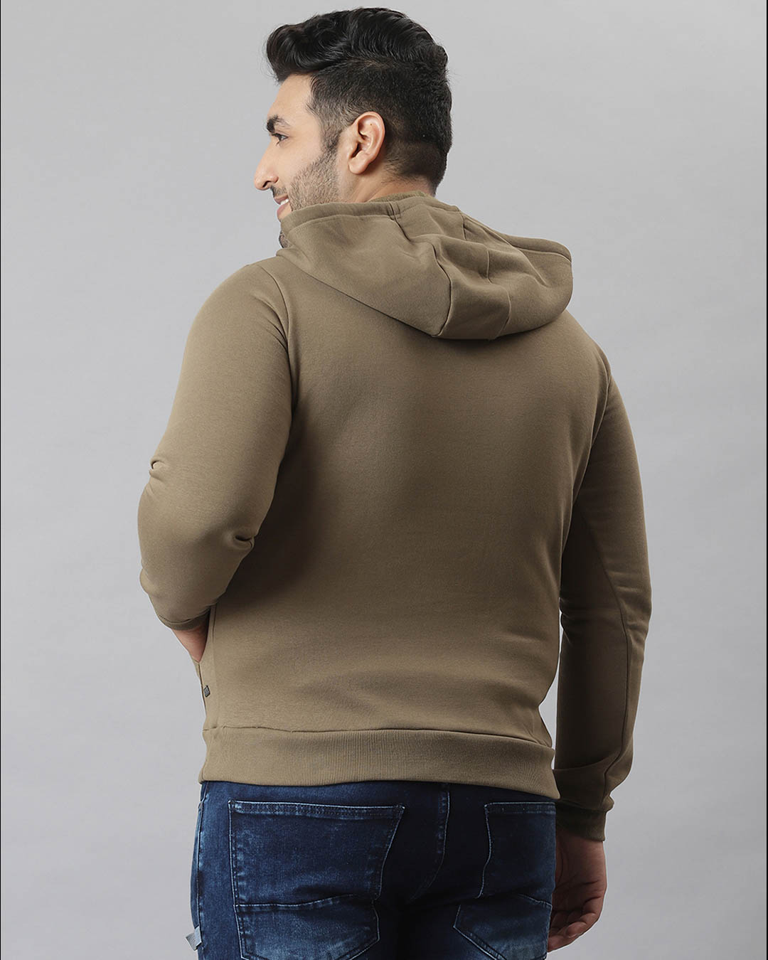 Shop Men's Green Stylish Hooded Casual Sweatshirt-Back