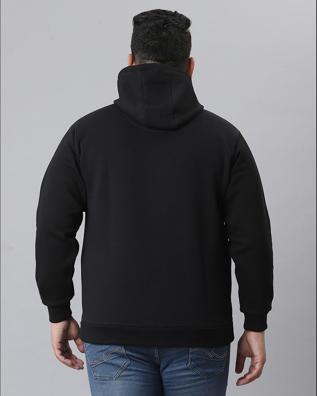 Shop Men's Black Stylish Hooded Casual Sweatshirt-Back