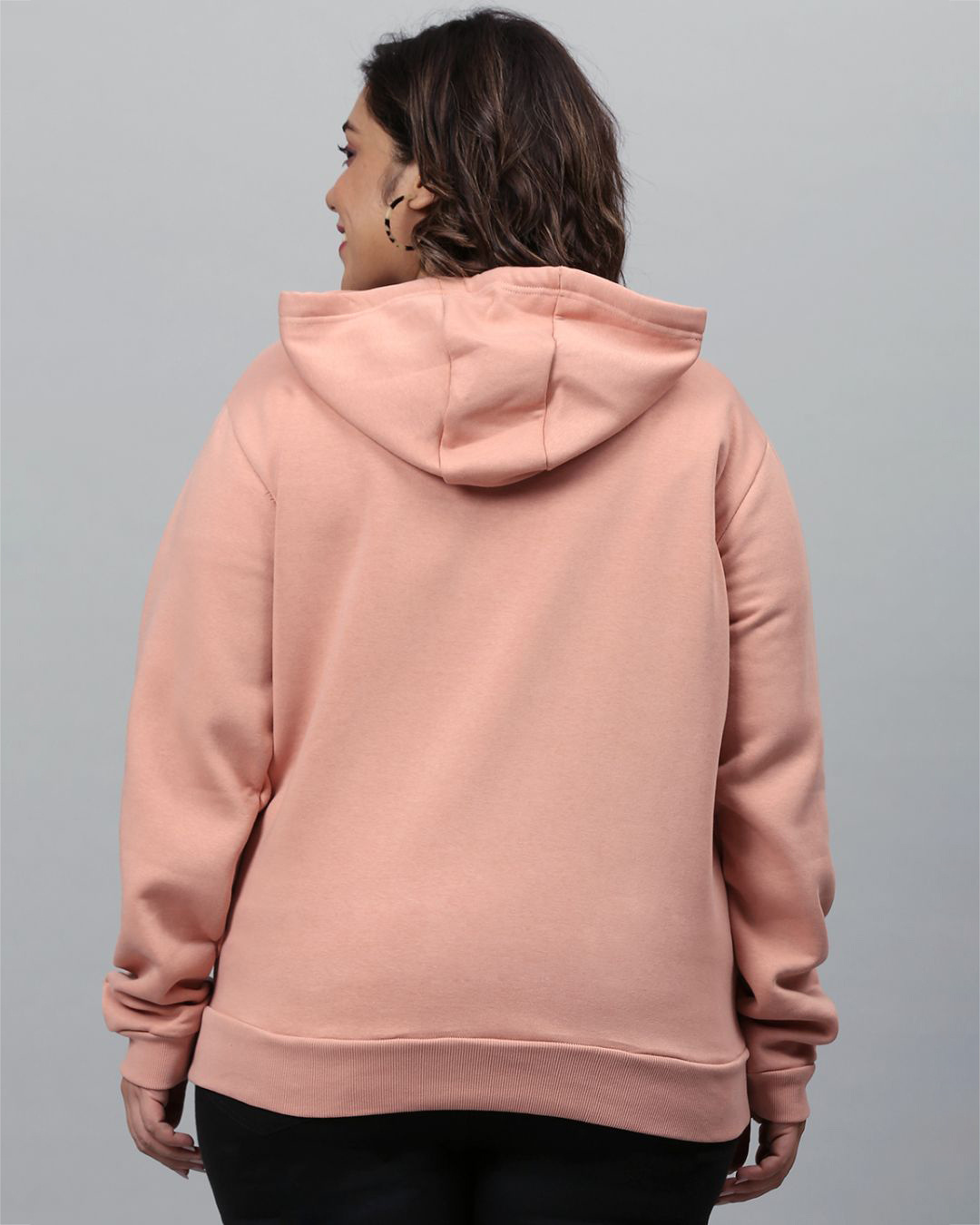 Shop Women's Pink Printed Stylish Casual Hooded Sweatshirt-Back