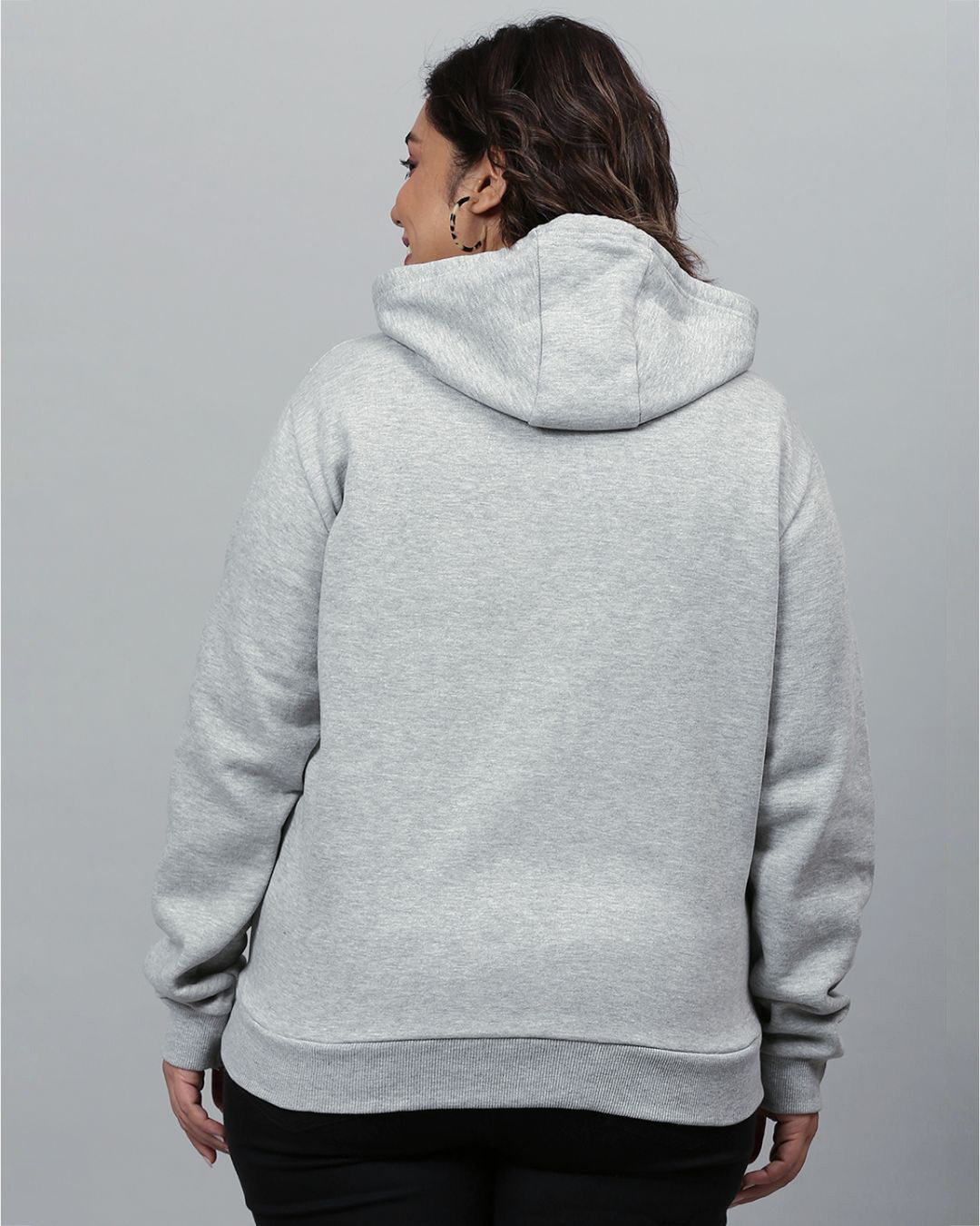 Shop Women's Grey Solid Stylish Casual Hooded Sweatshirt-Back