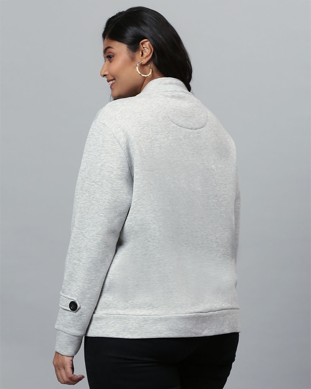 Shop Women's Grey Solid Stylish Casual Jacket-Back