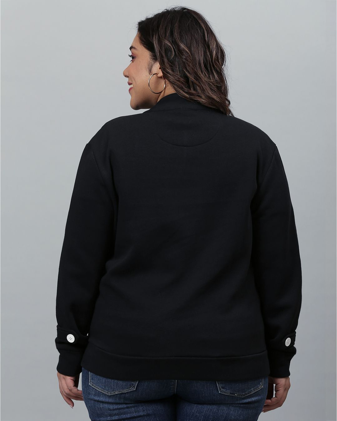 Shop Women's Black Solid Stylish Casual Jacket-Back