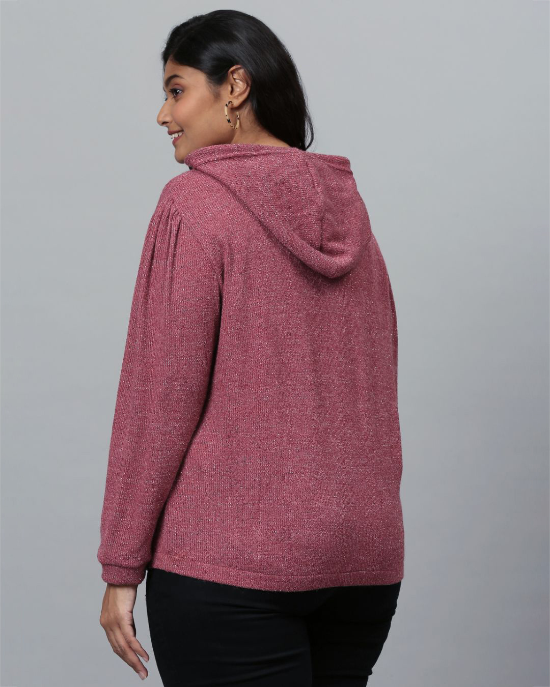 Shop Women's Maroon Solid Stylish Casual Sweatshirt-Back