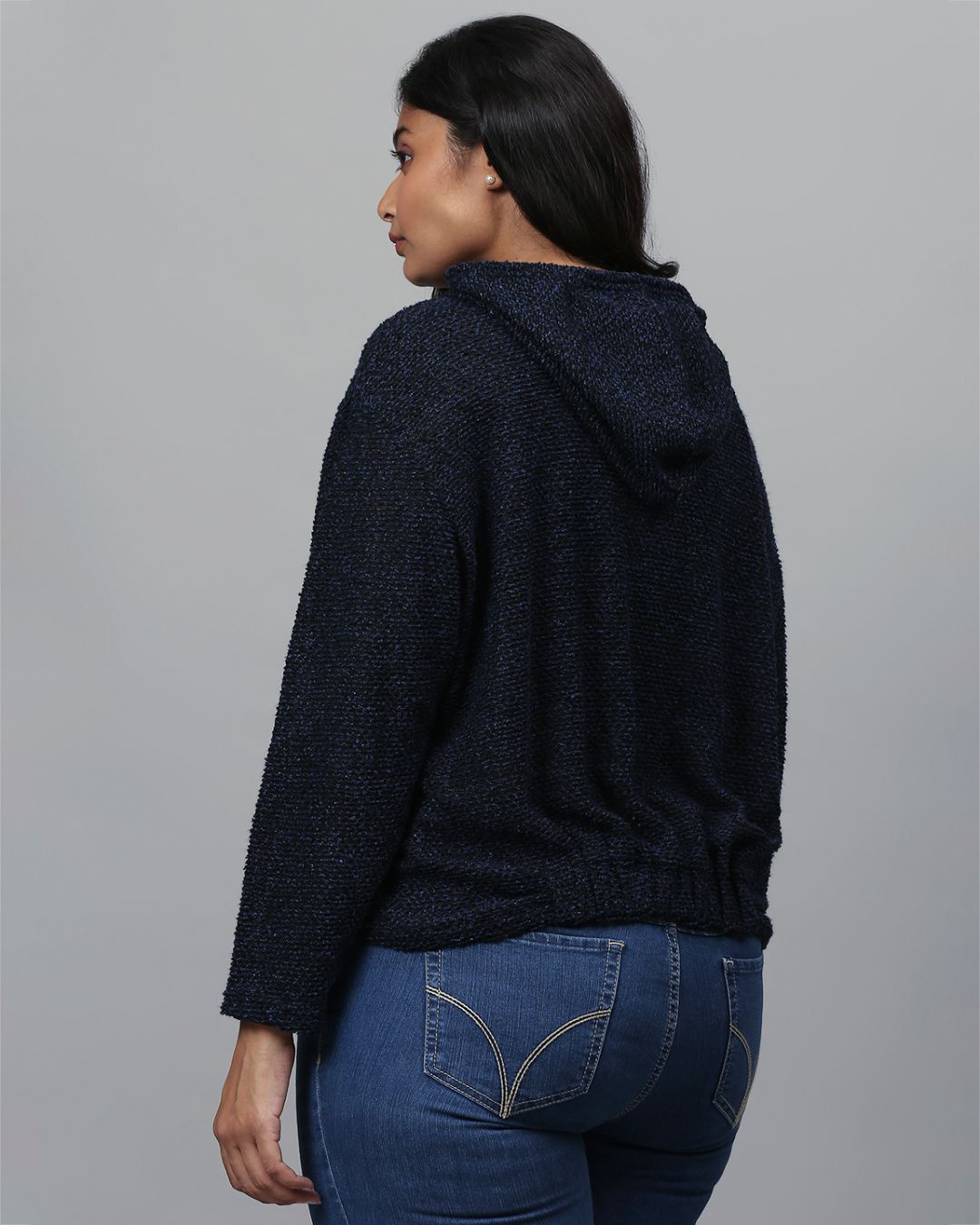 Shop Women's Blue Solid Stylish Casual Sweatshirt-Back