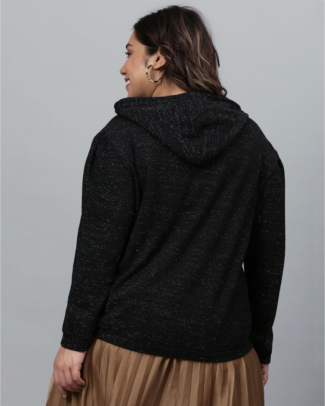 Shop Women's Black Solid Stylish Casual Sweatshirt-Back