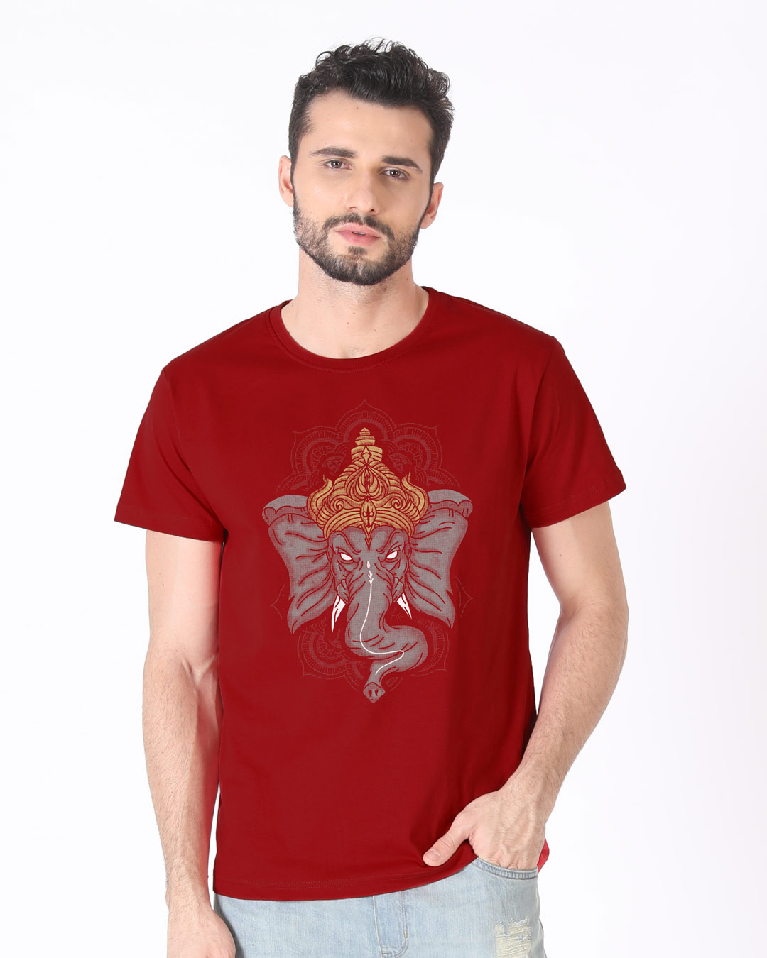 Shop Intense Ganesha Half Sleeve T-Shirt-Back