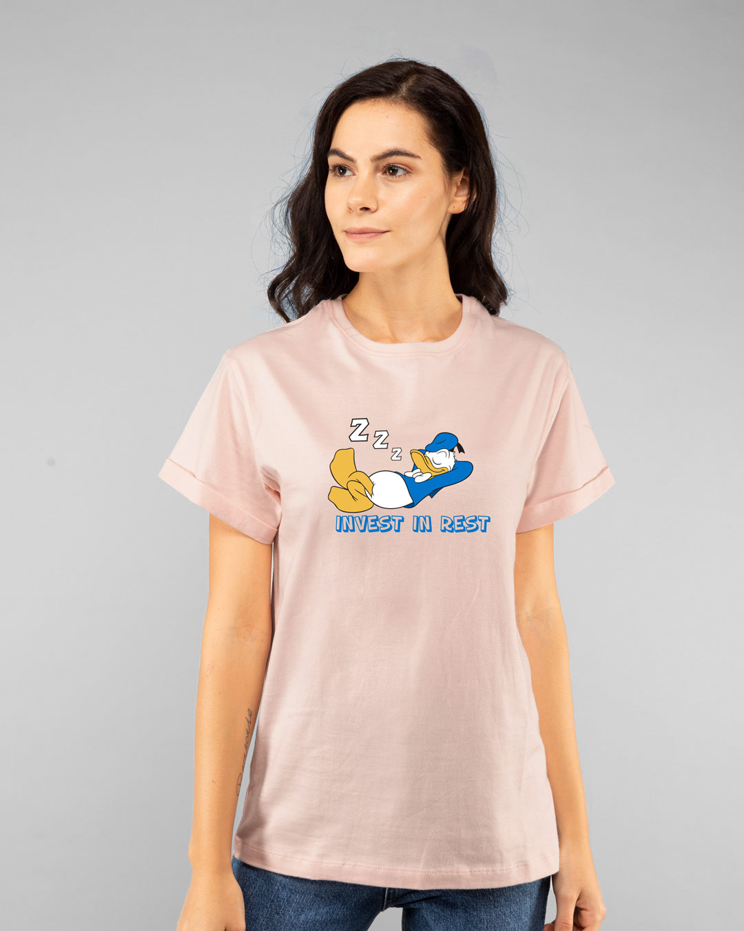 Shop Invest In Rest Boyfriend T-Shirt (DL) Baby Pink-Back