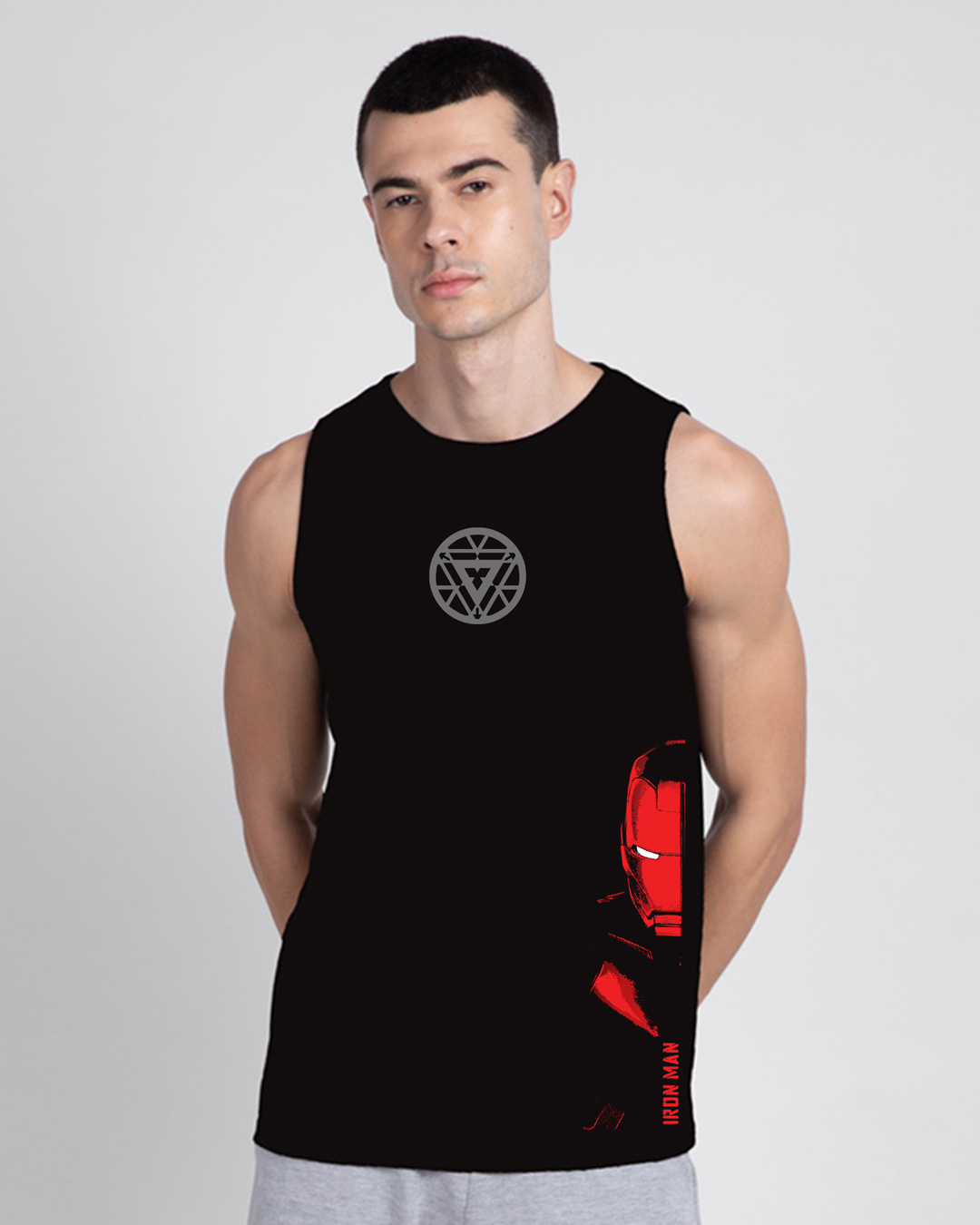Shop Men's Black Iron Face Graphic Printed Vest-Back