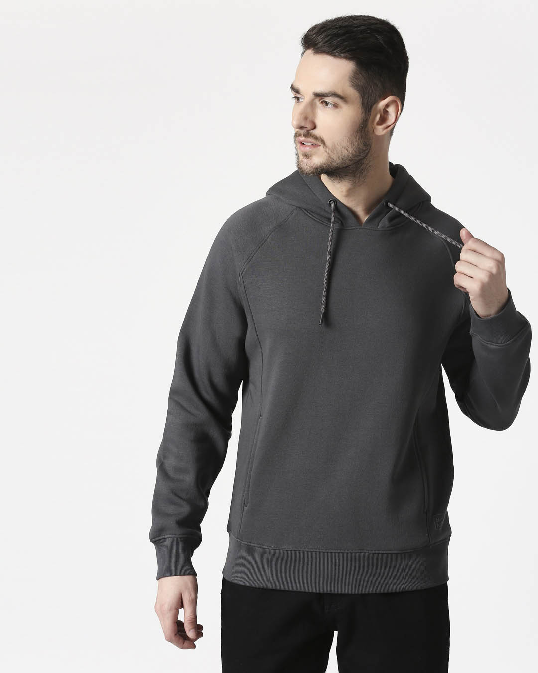 

Iron Gate Stylised Panel Hoodie Sweatshirt Men' Plain Cut & Sew Sweatshirt Hoodie Bewakoof.com, Grey