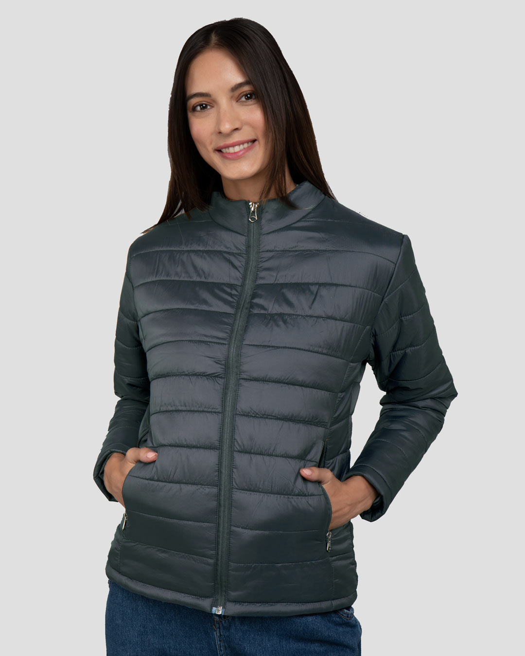 Buy Iron Grey Plain Puffer Jacket for Women Online at Bewakoof