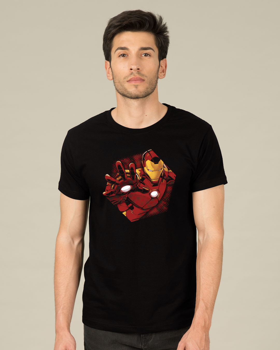 Shop Iron Man - Hexagon Half Sleeve T-Shirt (AVL)-Back