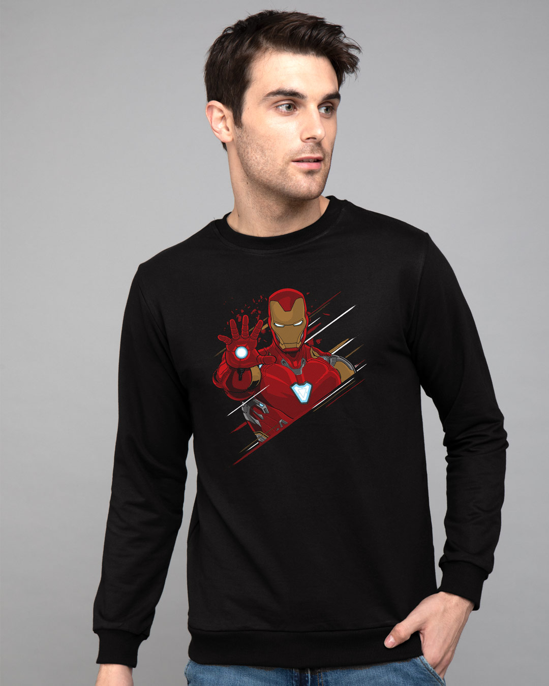 Buy Iron Man Brush Fleece Light Sweatshirts (AVEGL) for Men black ...