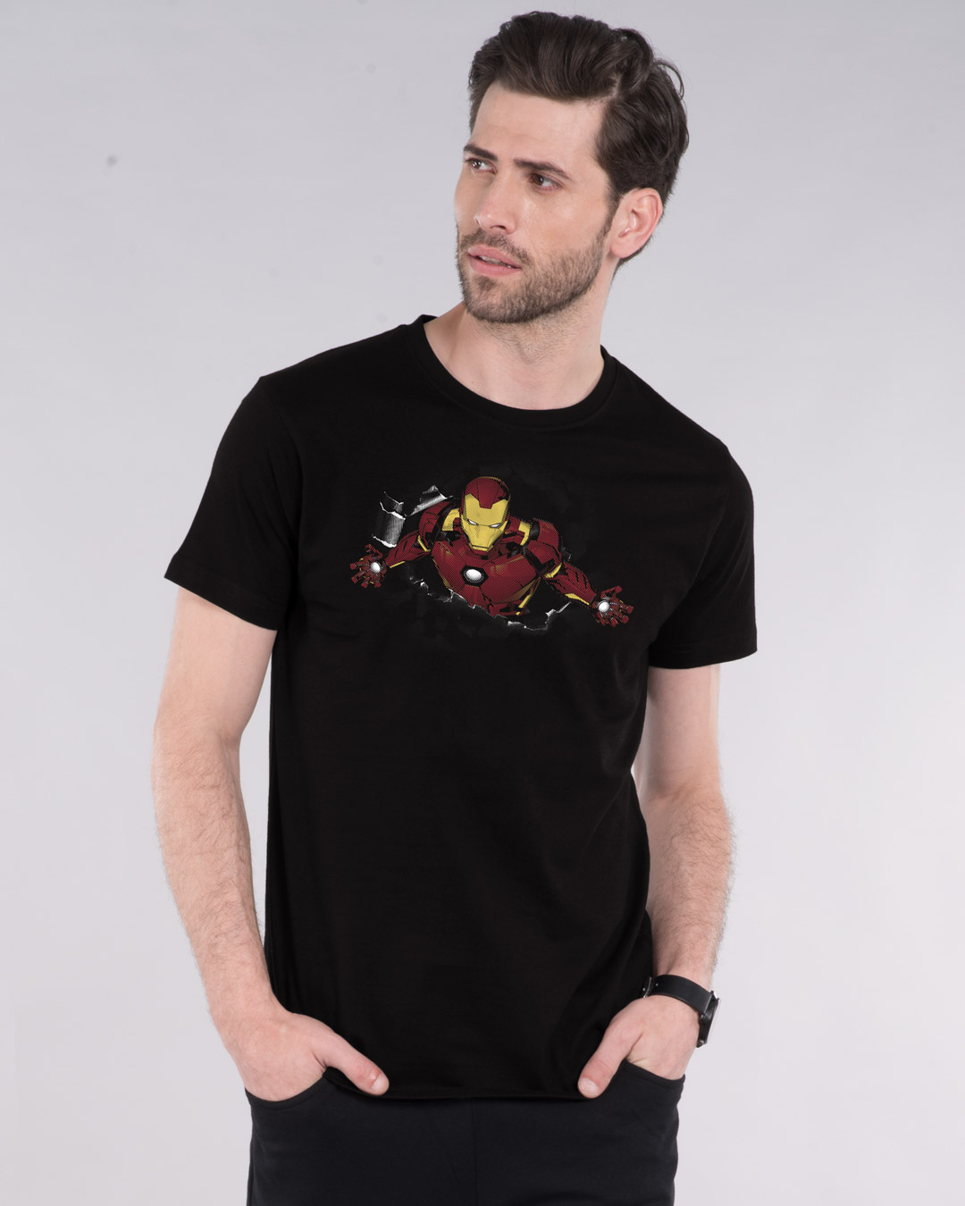 Shop Iron Man Burst Half Sleeve T-Shirt (AVL)-Back