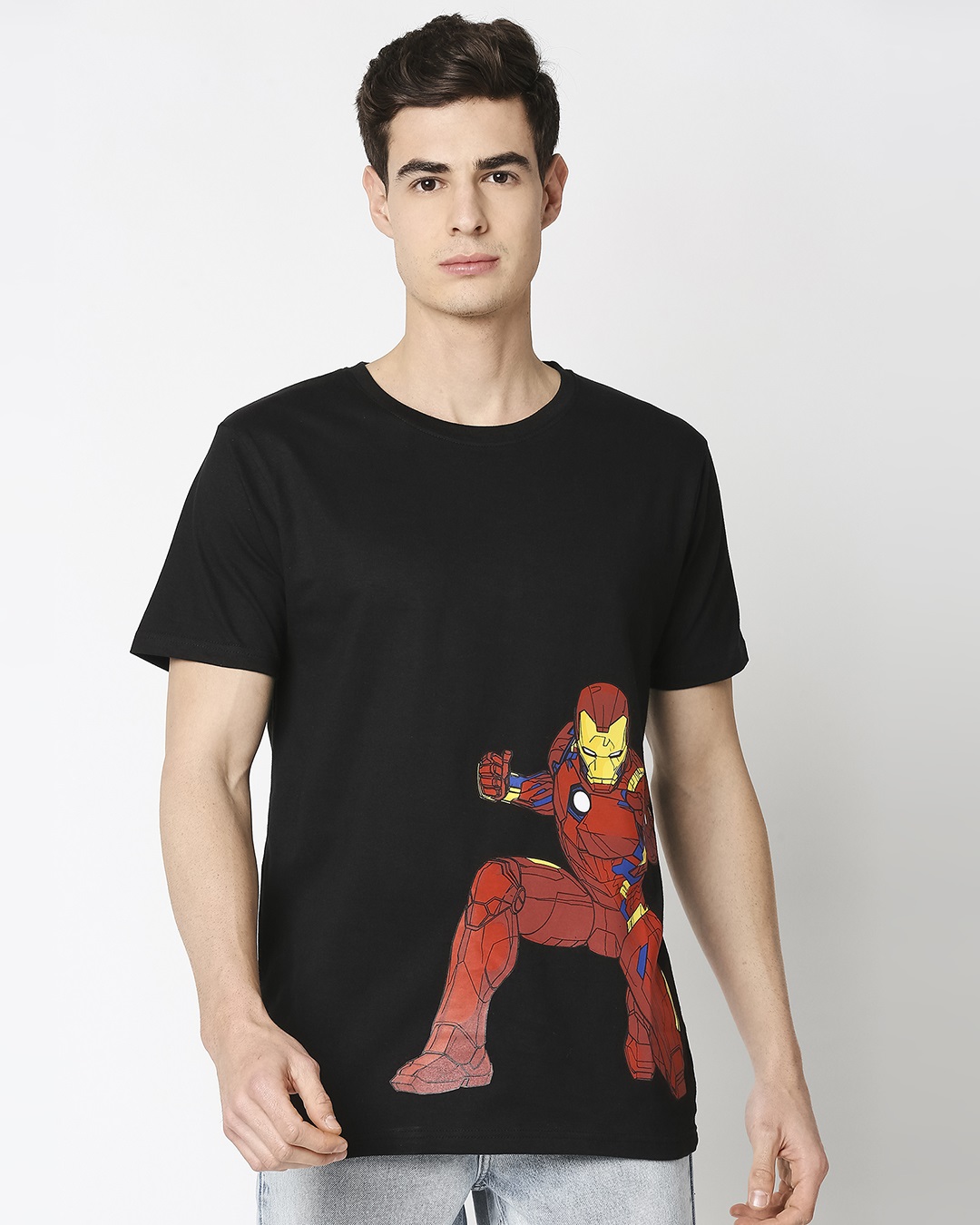 Shop Iron Man Half Sleeves T-Shirt (AVL-Back