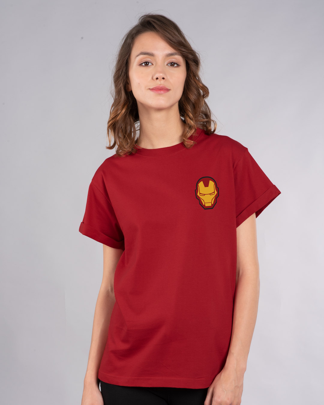 Shop Iron Man Printed Badge Boyfriend T-Shirt (AVL)-Back