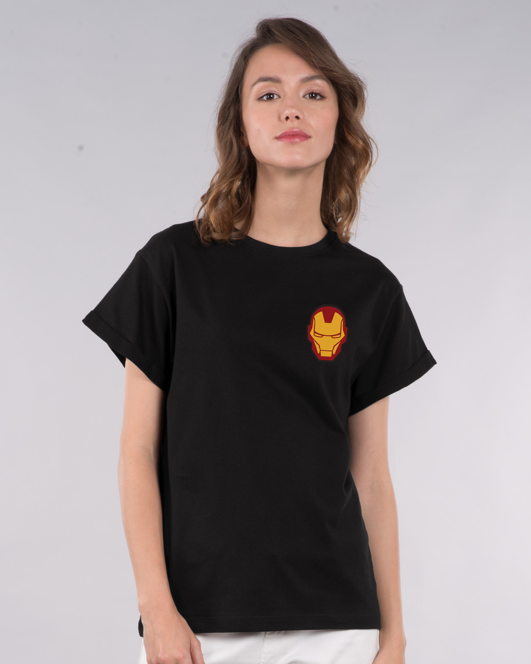 Shop Iron Man Printed Badge Boyfriend T-Shirt (AVL)-Back