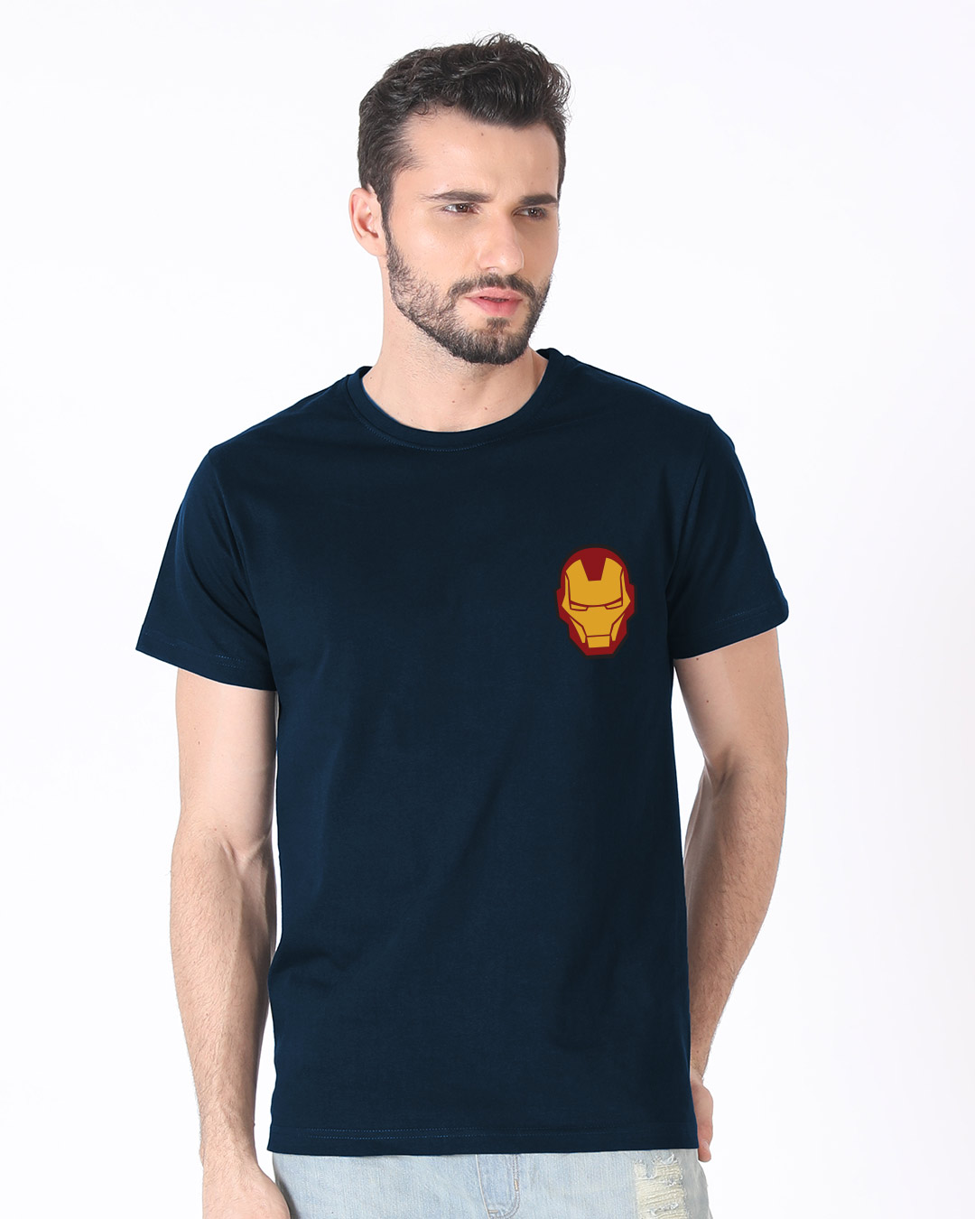 Shop Iron Man Printed Badge Half Sleeve T-Shirt (AVL)-Back