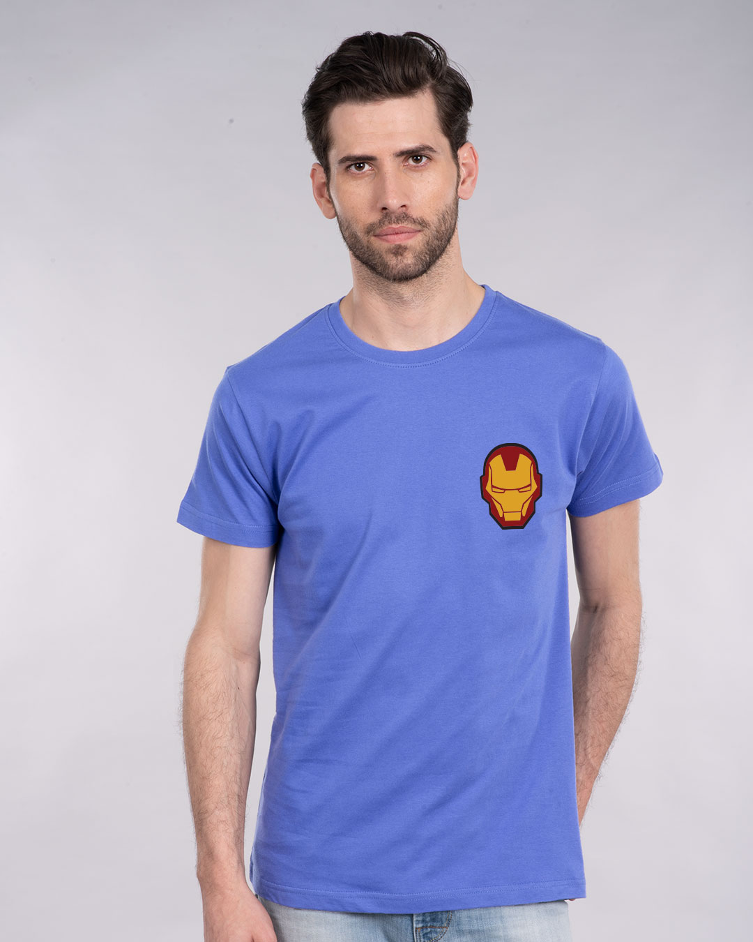 Shop Iron Man Printed Badge Half Sleeve T-Shirt (AVL)-Back
