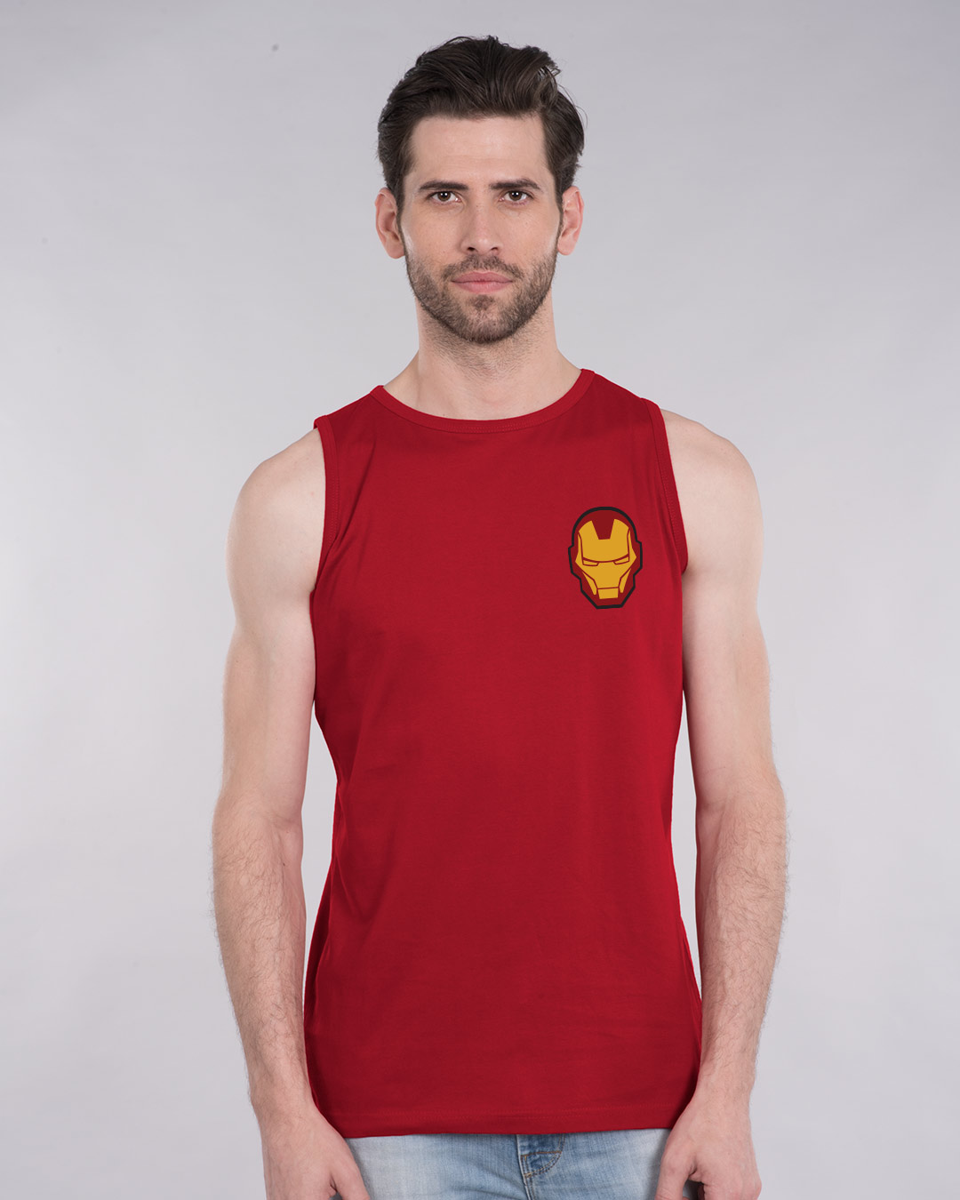 Shop Iron Man Printed Badge Vest (AVL)-Back