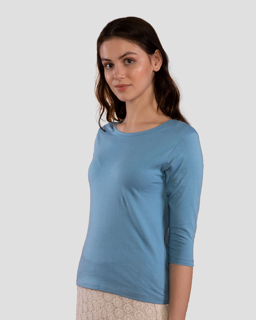 Shop Island Blue Round Neck 3/4th Sleeve T-Shirt-Back