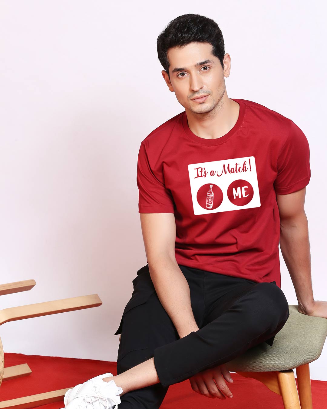 

It' a Perfect Match Half Sleeves T-Shirt Men' Printed T-Shirts Bewakoof.com, Red
