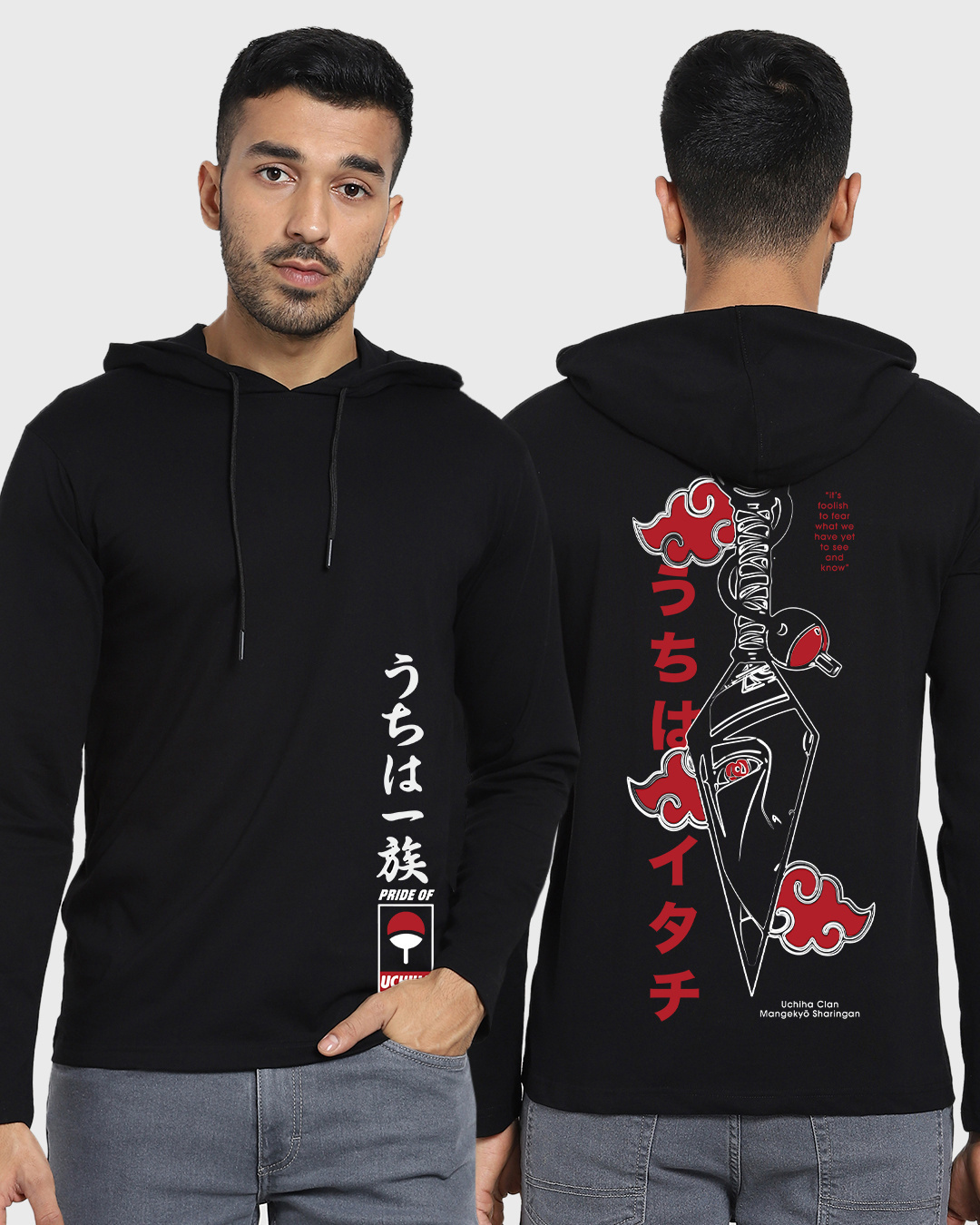 Buy Men's Black Itachi Of The Sharingan Oversized Hooded Sweatshirt ...