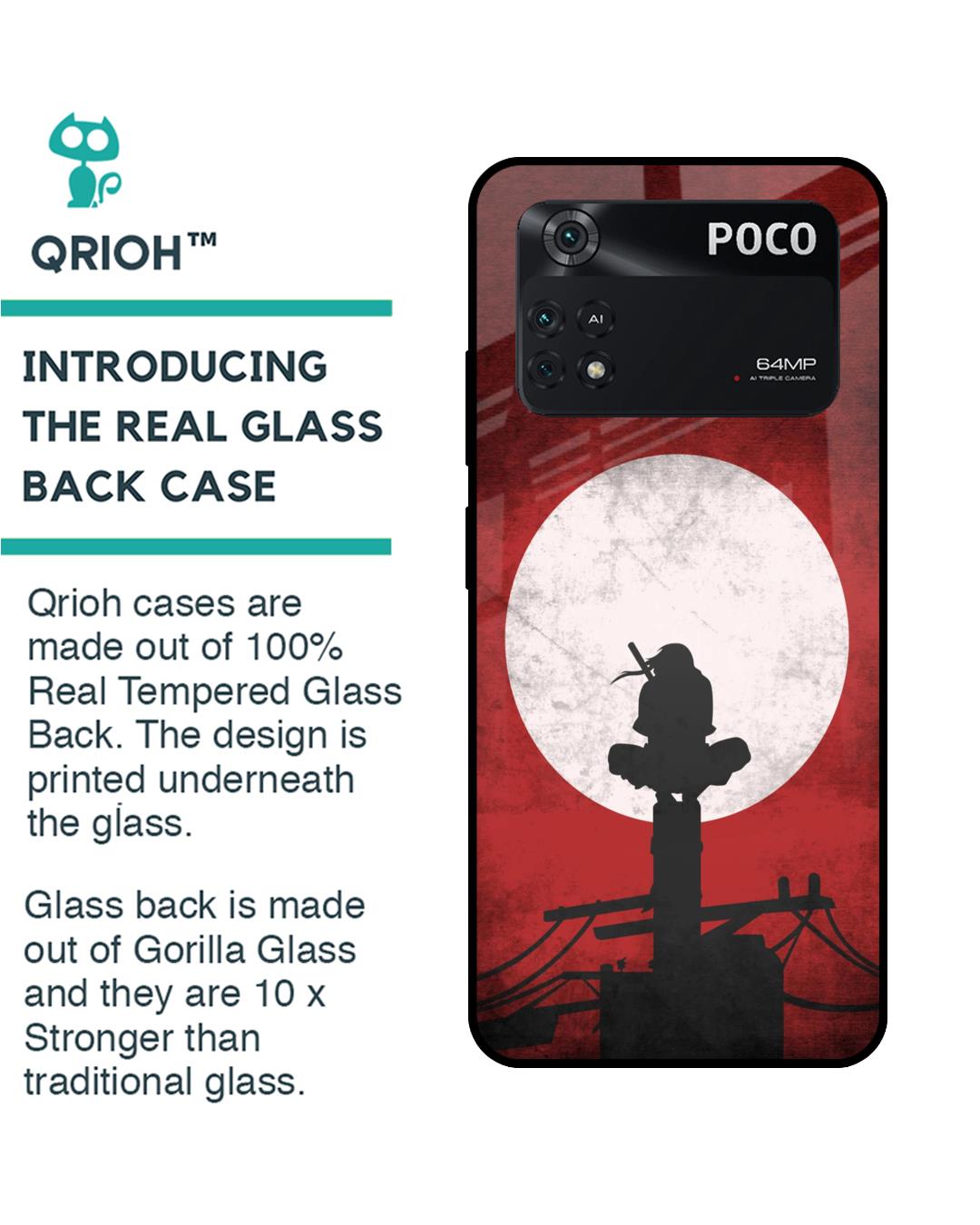 Shop Itachi Uchiha Premium Glass Case for Poco M4 Pro(Shock Proof, Scratch Resistant)-Back