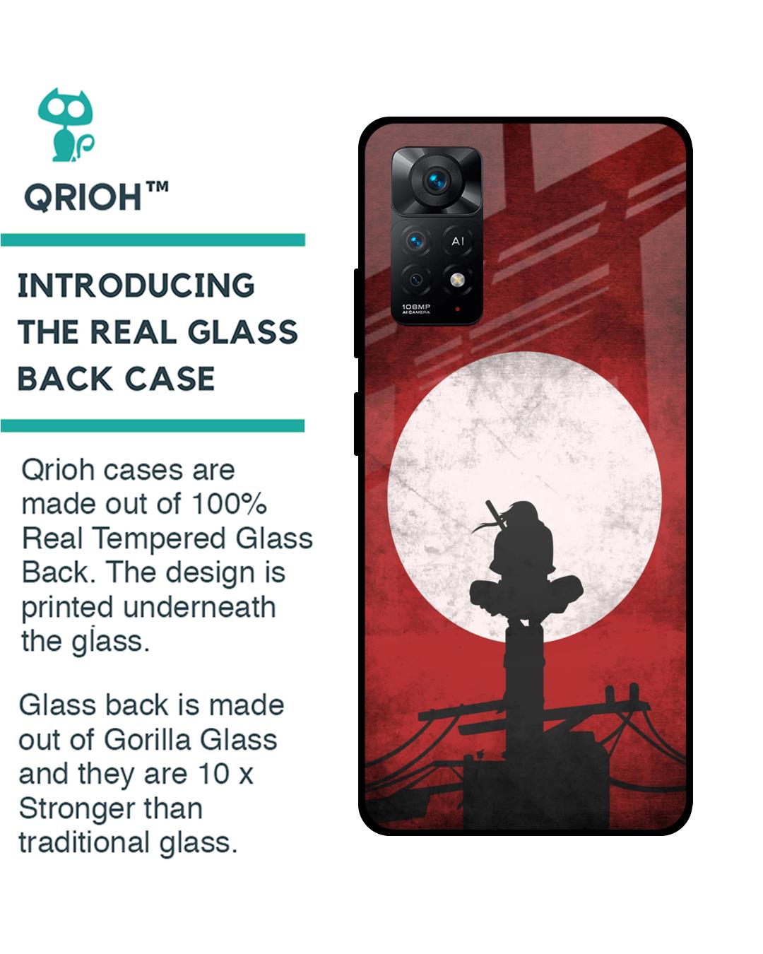 Shop Itachi Uchiha Premium Glass Case for Redmi Note 11 Pro (Shock Proof,Scratch Resistant)-Back
