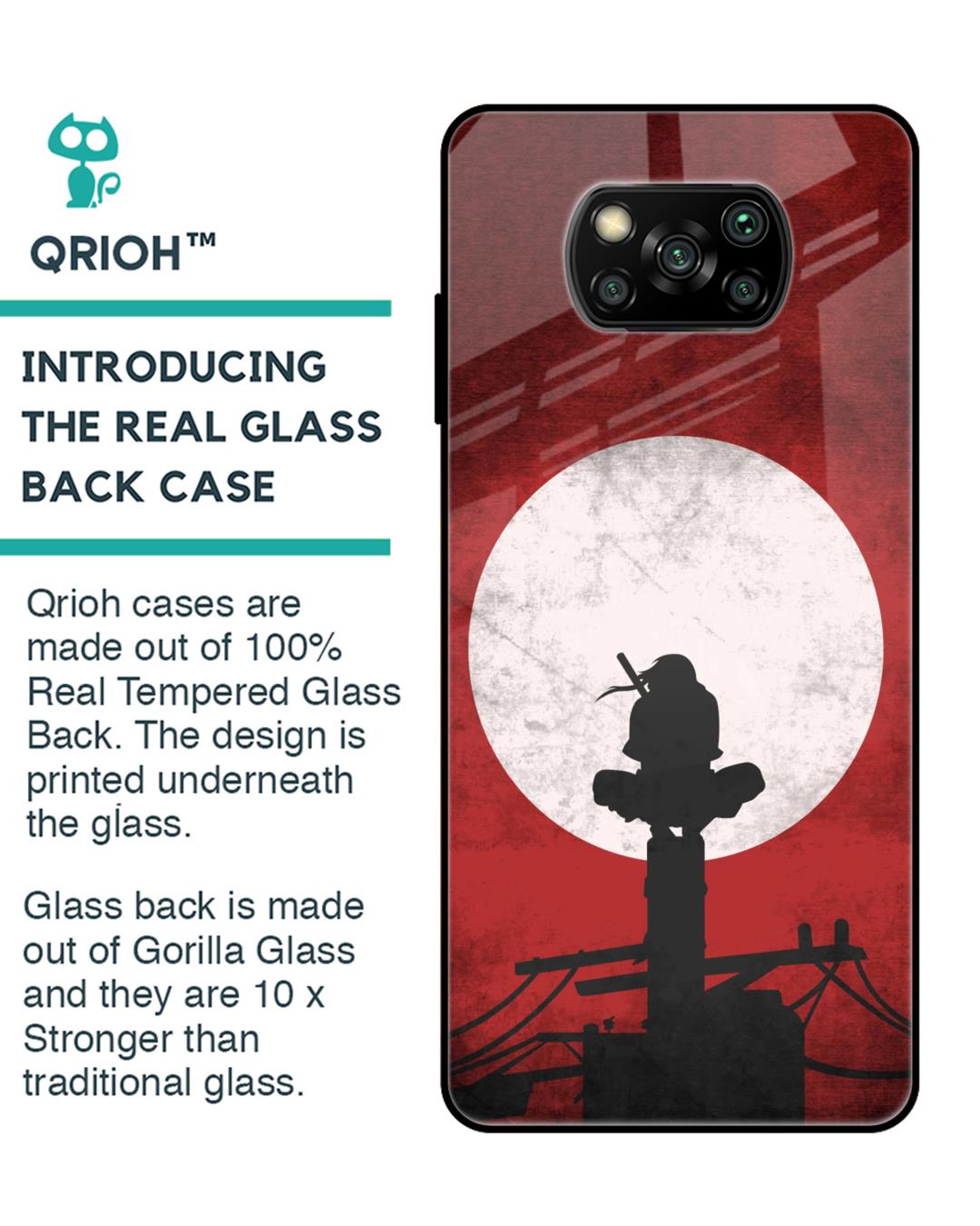 Shop Itachi Uchiha Premium Glass Case for Xiaomi Poco x3 (Shock Proof, Scratch Resistant)-Back