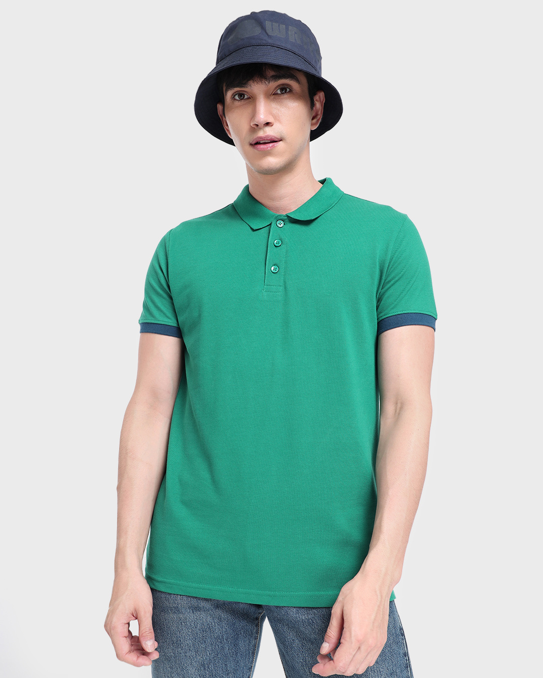 Buy Men's Green Cuffed Sleeve Polo Tshirt Online at Bewakoof