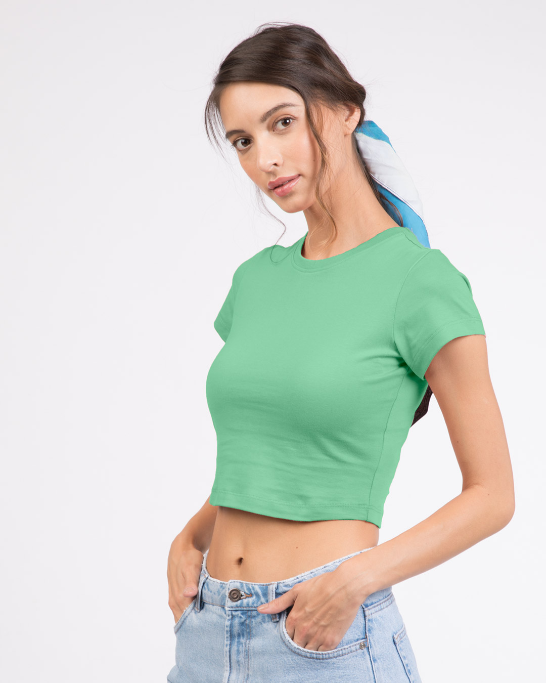 Shop Jade Green  Crop Top T-Shirt-Back