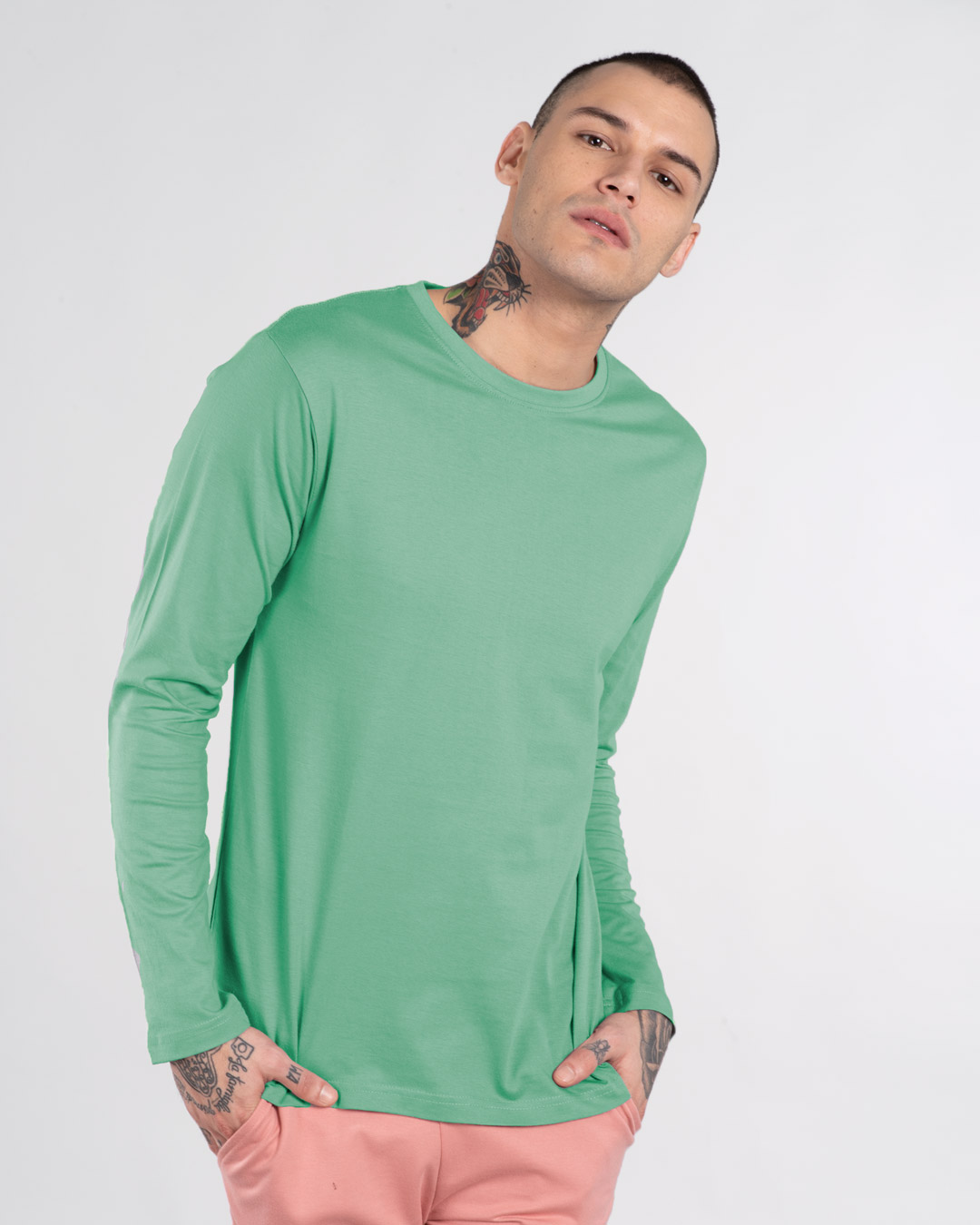 Shop Jade Green Full Sleeve T-Shirt-Back