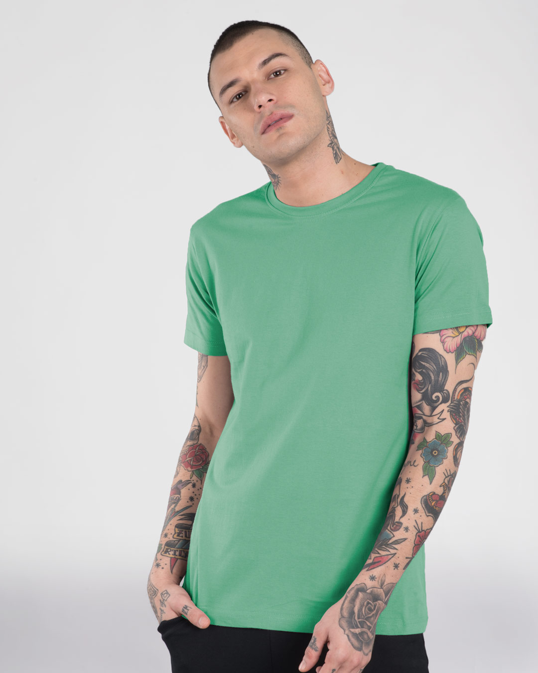 Shop Jade Green Half Sleeve T-Shirt-Back