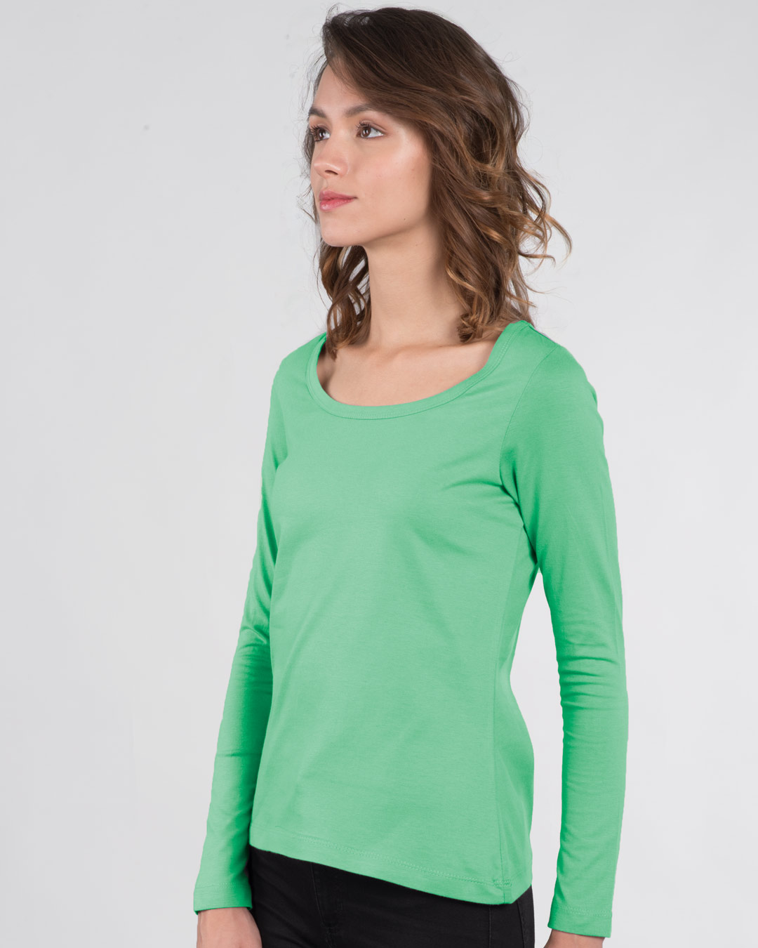 Shop Jade Green Scoop Neck Full Sleeve T-Shirt-Back