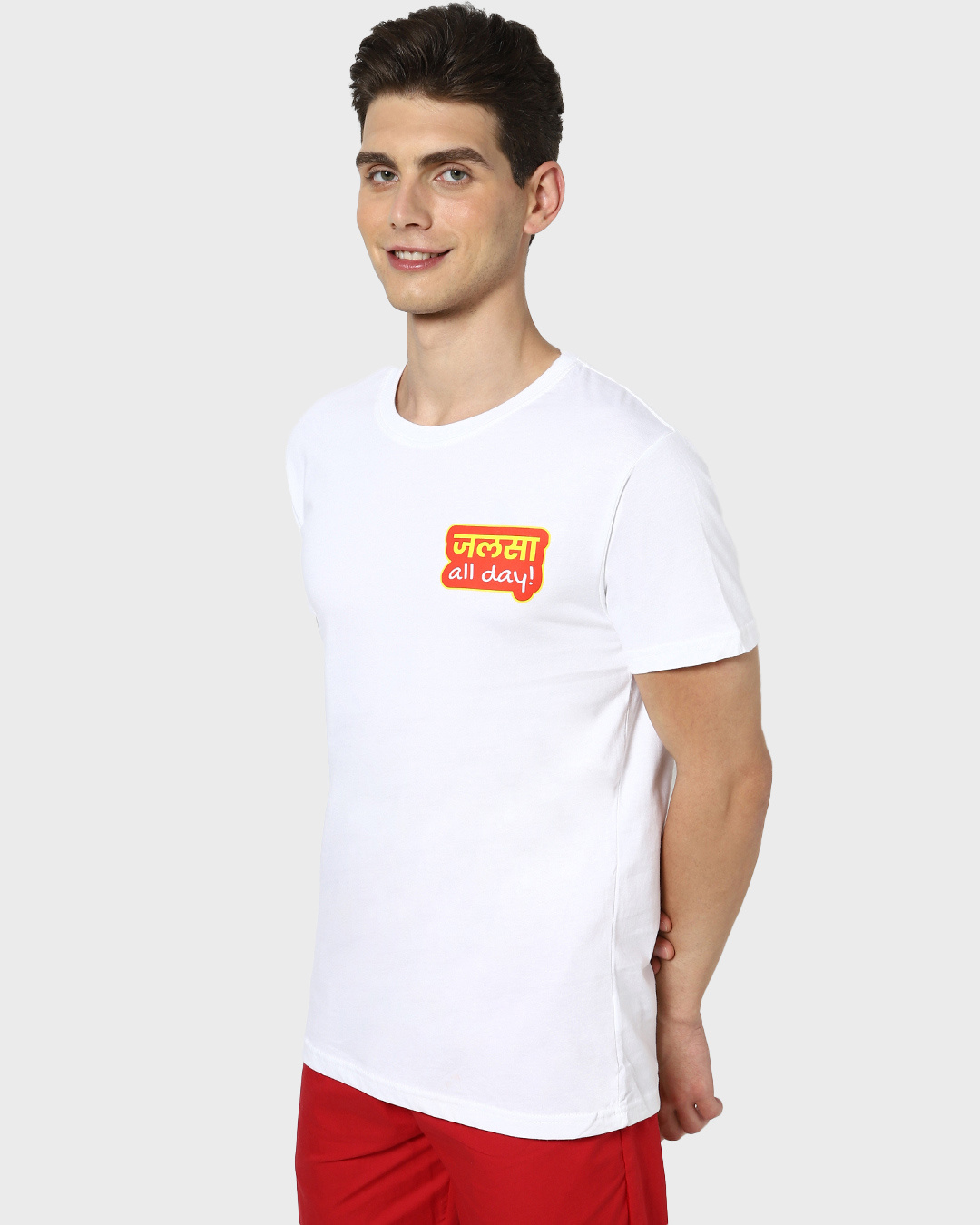 Shop Jalsa All Day Half Sleeve T-Shirt White-Back