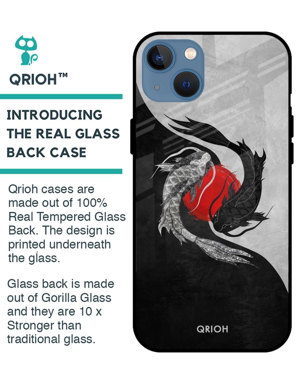 Shop Japanese Art Printed Premium Glass Cover For iPhone 13 mini (Impact Resistant, Matte Finish)-Back